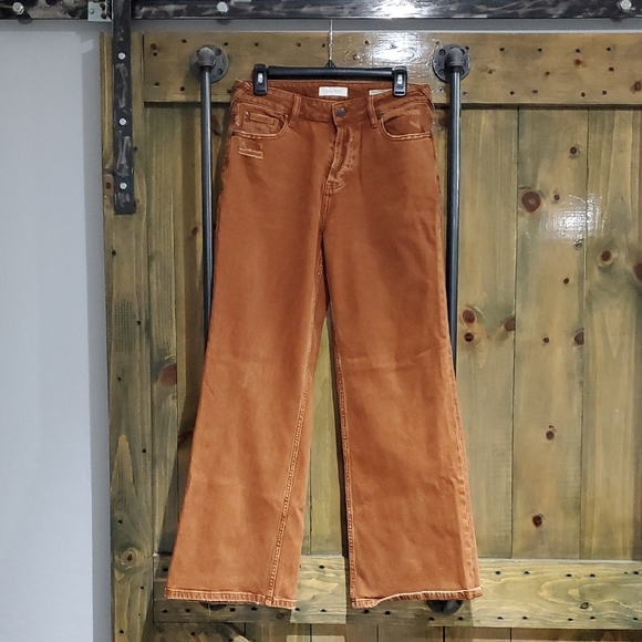 Women's Cleo + Wolf Orange Rust Buttonfly Denim Jeans W 26 L 32 - Picture 1 of 8